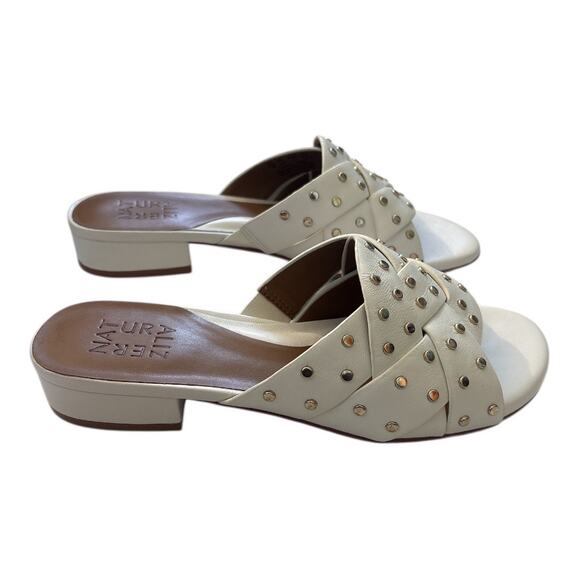 Naturalizer Women's Morena Sandal Warm White Size 7 Studded Block Heel Leather - Picture 3 of 10